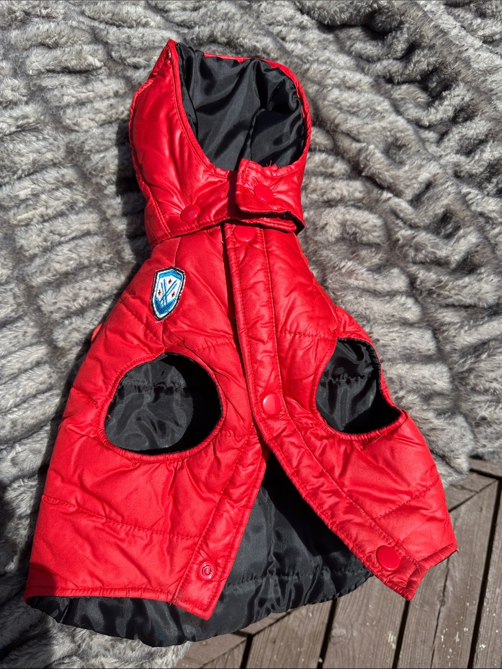 Red Quilted Hooded Pet Jacket